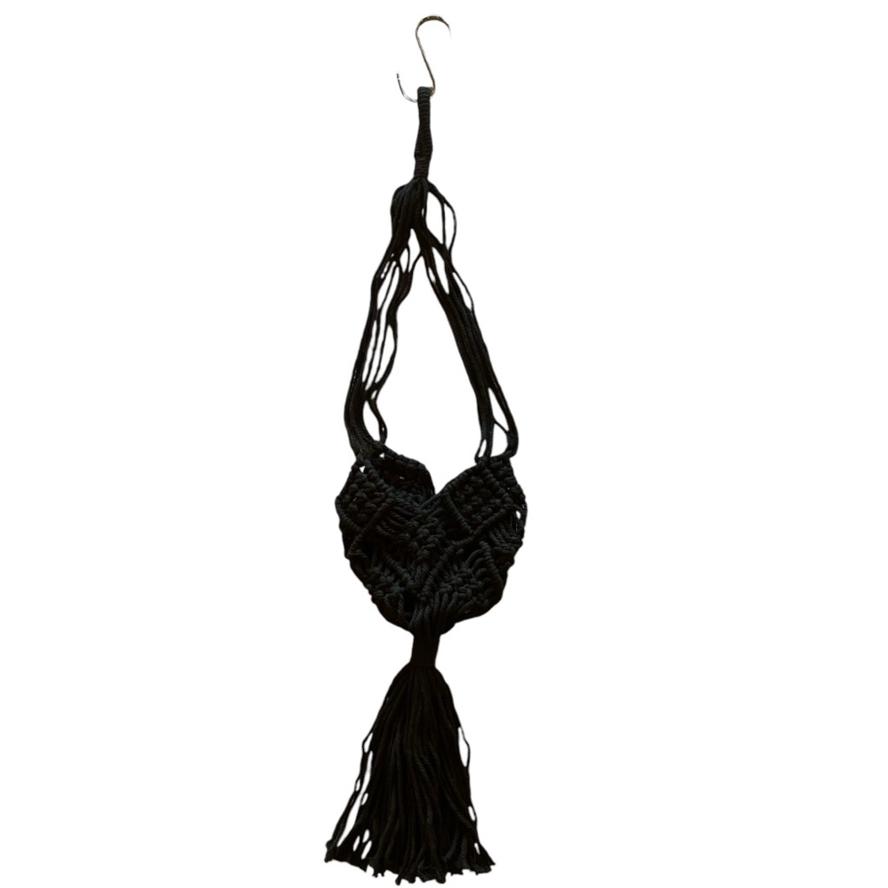 NWOT Black Macramé Plant Holder With Hook. New Condition!
